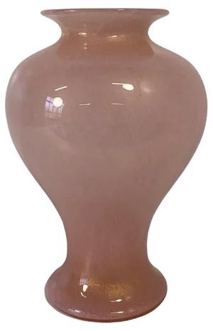 Italian Powder Pink and Gold Leaf Vase in Murano Glass by Barovier & Toso, 1980s