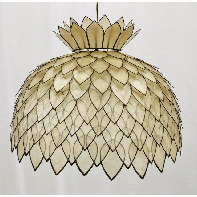 Mid-Century Modern Vintage Pearlescent Pendant Chandelier For Sale - Image 3 of 13