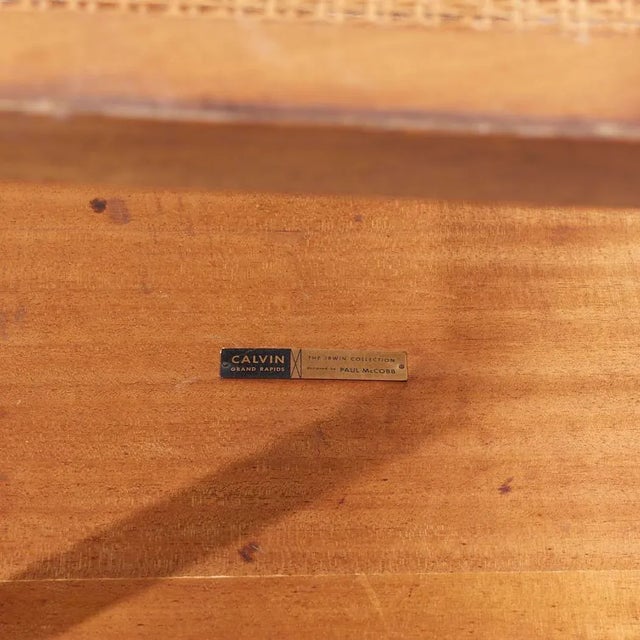 Brown Paul McCobb for Calvin Mid Century Walnut and Cane Coffee Table For Sale - Image 8 of 8
