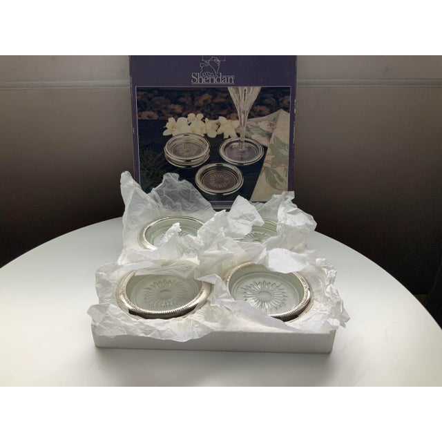Sheridan Silverplated 4 Piece Coaster Set For Sale - Image 4 of 6