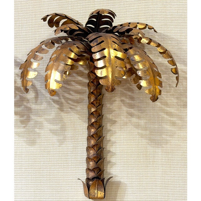 Pair of Maison Jansen Gilt Metal Palm Tree Sconces, France, 20th Century For Sale - Image 15 of 15