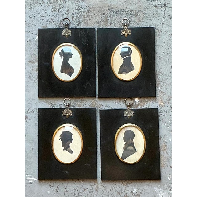 Victorian Vintage Silhouette Portraits in Black Frames - Set of 4 For Sale - Image 3 of 12