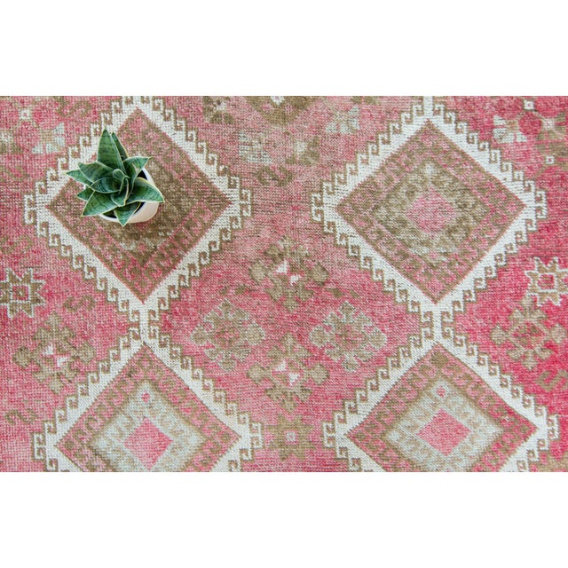 1960s 1960s Vintage Kurdish Diamond Tribal Wool Hand-Knotted Runner For Sale - Image 5 of 11