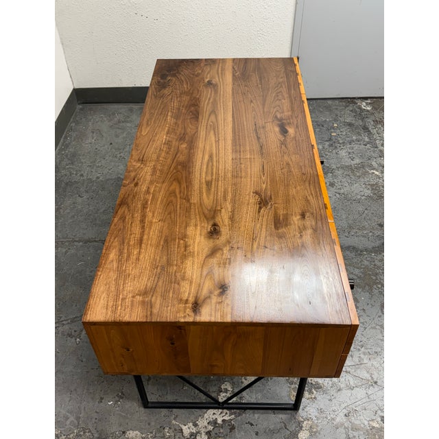 Wood Crate & Barrel Atwood Rustic Industrial Desk For Sale - Image 7 of 13