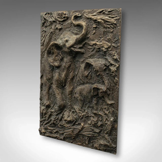 Mid-Century Modern 1960's Vintage Elephant Relief Plaque For Sale - Image 3 of 9
