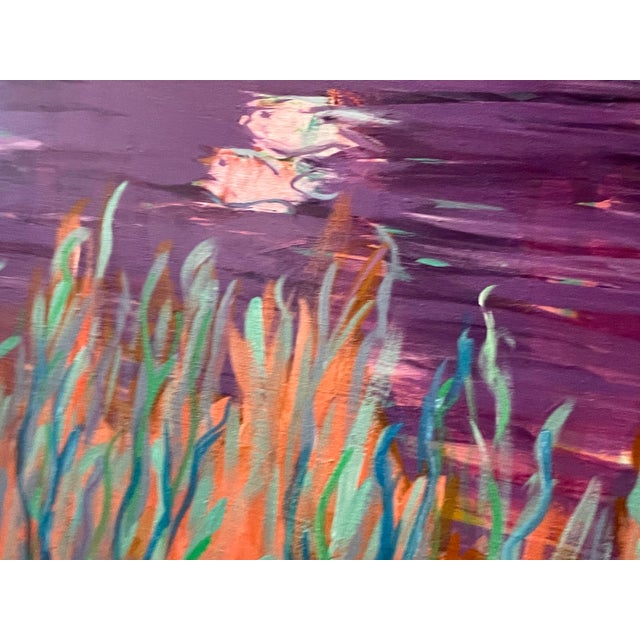 1990s Large Scale Purple Seascape Original Painting by Molly J. Schiff For Sale - Image 4 of 4