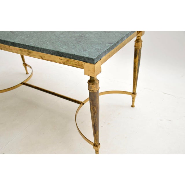 Metal Vintage French Brass and Marble Coffee Table, 1970s For Sale - Image 7 of 8