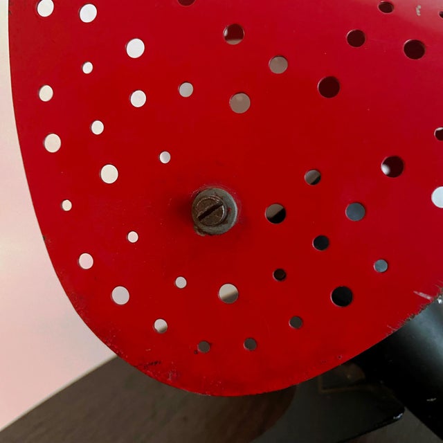 Mid-Century Modern Vintage Red Perforated Shade Table Lamp by Ernest Igl, 1950s For Sale - Image 3 of 18