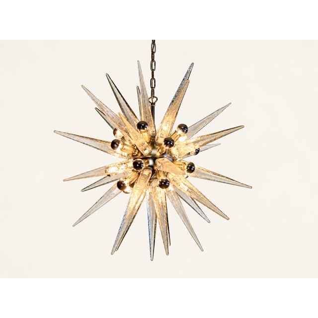 Sputnik Pendant Light with 31 Transparent and Nickel Murano Glass Tips from Justfurnituress SRL For Sale - Image 4 of 8