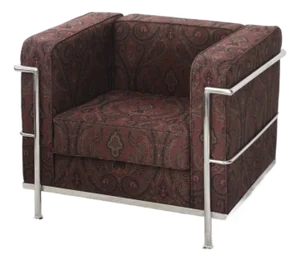 Le Corbusier Style Chair in Paisley Tapestry