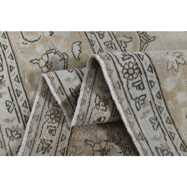 1970s Vintage Persian Handmade Wool Cotton Brown Beige Area Rug For Sale - Image 4 of 11