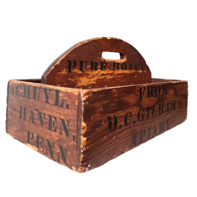 Brown Antique Paint Decorated Wooden Honey Carrier For Sale - Image 8 of 8