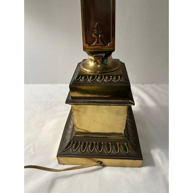 Tall Late 20th Century Neoclassical Accented Brass Lamp For Sale - Image 4 of 9