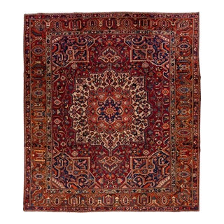 Early 20th Century Room Size Handmade Antique Bakhtiari Persian Wool Rug in Red For Sale