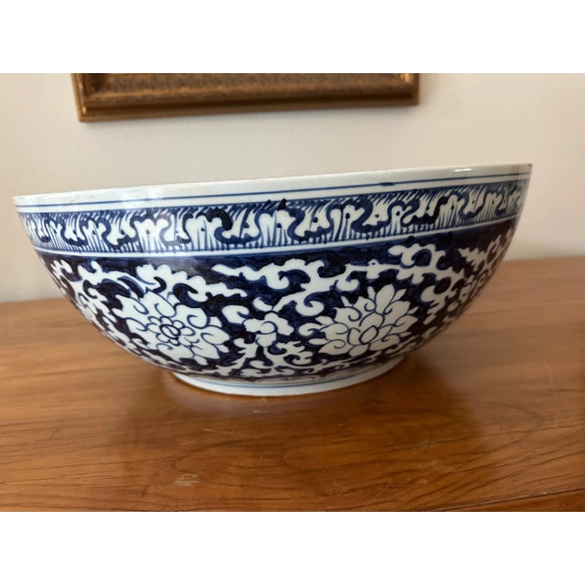 Beautiful, extra large bowl in chinoiserie style. Can be used as a centerpiece on a round table or as part of a...