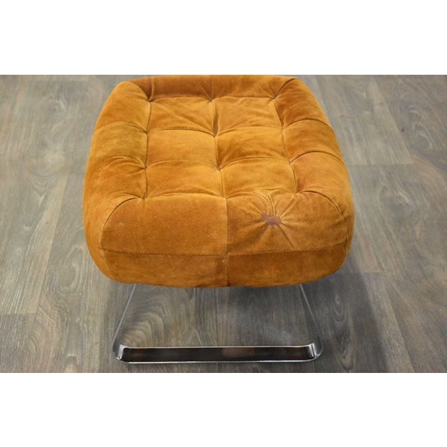 1960s 1960s Percival Lafer Suede and Chrome Ottoman For Sale - Image 5 of 6