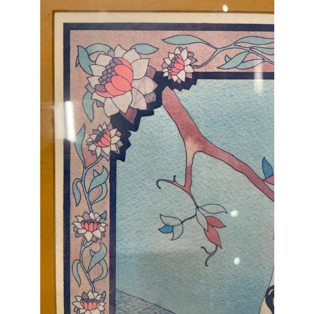 Paper Art Nouveau Style Print Elegant Woman in the Forest For Sale - Image 7 of 12