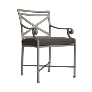 Brown Jordan Venetian Arm Chair, Mica frame with Fusion Charcoal fabric For Sale