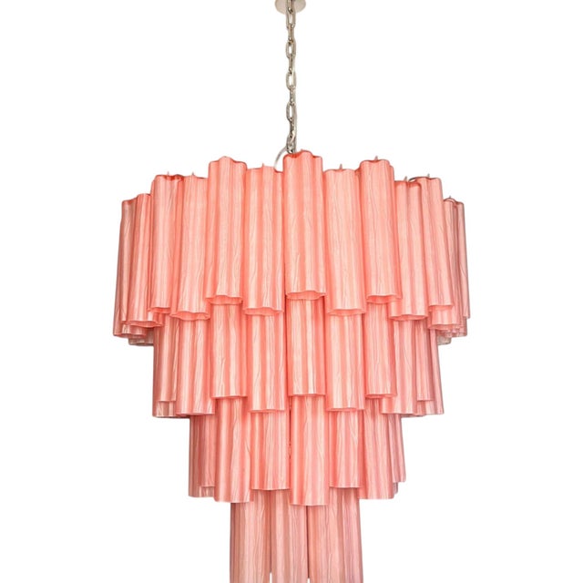 Contemporary Handmade Murano Glass Chandelier with 80 Pink Tubes from Justfurnituress SRL For Sale - Image 3 of 15