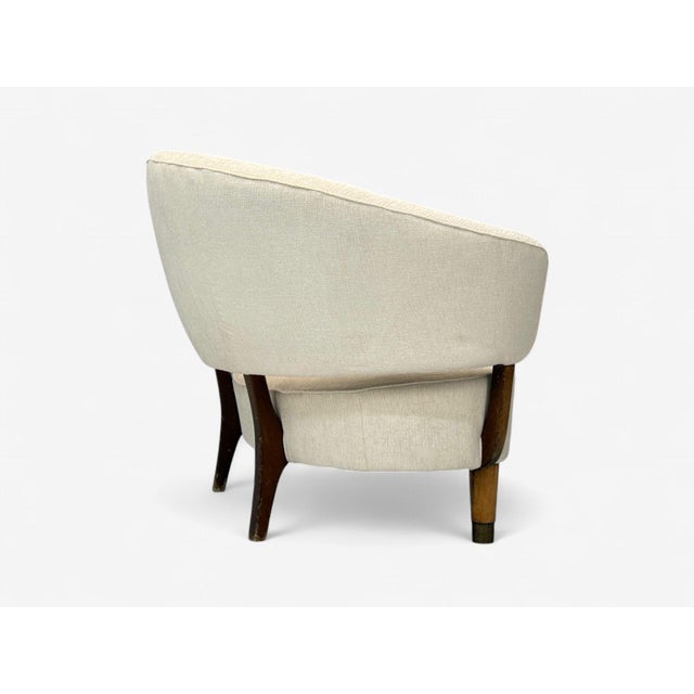 Beige Aage Sattrup, Beech, Fabric, Floating Sofa, Denmark, 1950s For Sale - Image 8 of 10