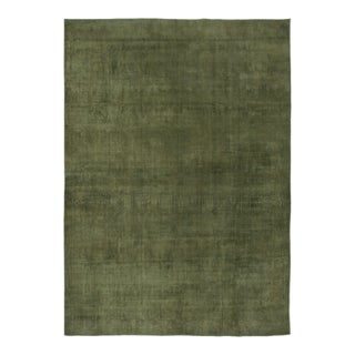 Vintage Distressed Textural Rug in Lush Forest Green Tones - Rug & Kilim For Sale