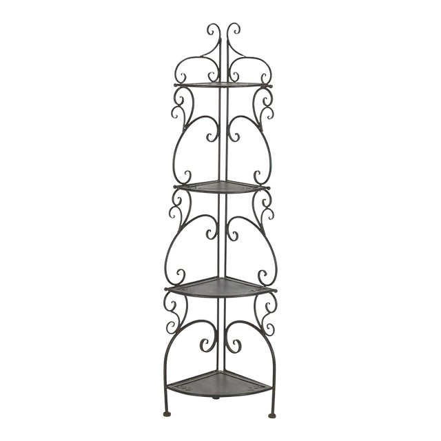 Turuca 4 Tier Corner Shelf - Black Rust For Sale