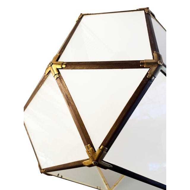 Mid 20th Century Octagonal Lantern Chandelier With Bronze Copper & Antique Brass For Sale - Image 4 of 5