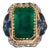 Gia Certified Natural 12.80cts Emerald Sapphire Diamond 18k Solid Gold Cocktail Ring, Size 6 For Sale