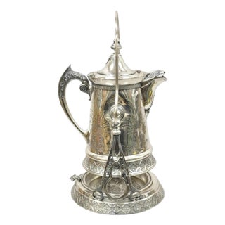 Antique Wilcox Silver Plate Co Victorian Porcelain Lined Tilting Coffee Tea Pot For Sale