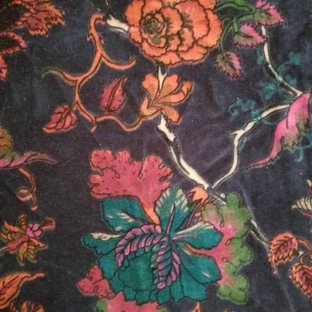 Hollywood Regency Cotton Velvet Floral Fabric- 5 Yards For Sale - Image 3 of 4
