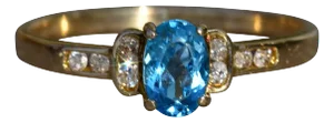 The Kennesaw: Ladies 14K Gold Topaz and Diamond Ring