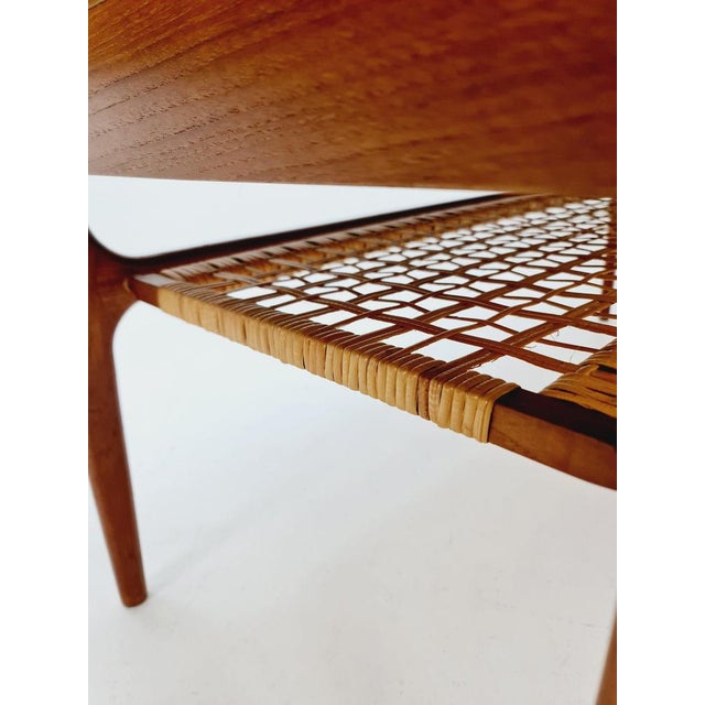 Mid-Century Danish Teak and Rattan Coffee Table by Trioh Möbler, 1960s For Sale - Image 5 of 11