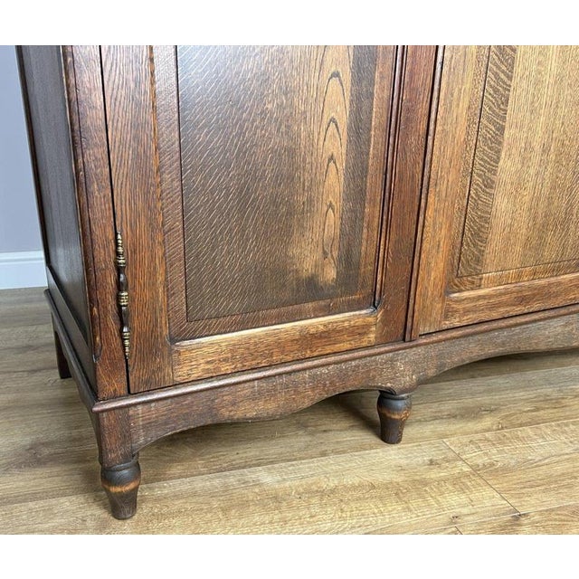 Vintage French Louis XVI Style Carved Oak 4-Door Wardrobe For Sale - Image 16 of 18