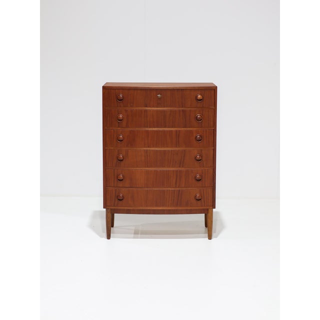 Curved Chest of Drawers in Teak by Kai Kristiansen, Denmark, 1960s For Sale - Image 17 of 17