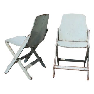 Set of Italian Lacquered Curved Wood Folding Chairs, 1950s For Sale