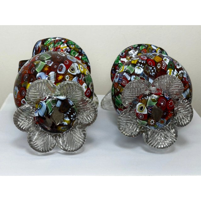 1950's Italian Attributed Murano Millefiori Glass Vases- Set of 2 For Sale - Image 10 of 11