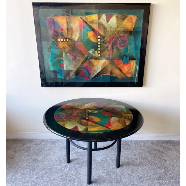 1980s Postmodern Abstract Acrylic Lacquer Wall Art by Empire Art Miami For Sale - Image 4 of 4