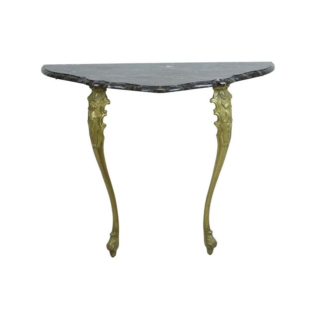 French Marble Console Table with Ornate Brass Legs, 1950s For Sale - Image 17 of 17