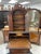 American Antique Secretary Desk, Brass Backed Screen Glass Door, Burl Wood Inlay, Two Shelves For Sale - Image 3 of 12