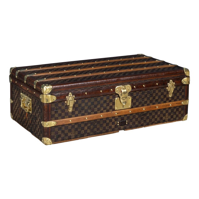 19th Century Antique Steamer Trunk in Damier Canvas from Louis Vuitton, France For Sale