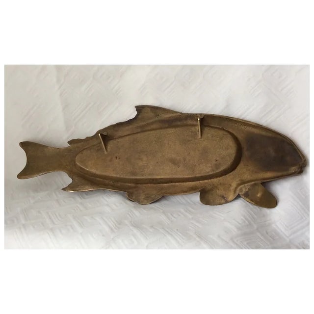 Bronze Antique Art Deco Asian Coy Fish Tray, Bronze Pen Holder, Desk or Vanity Tray For Sale - Image 8 of 8