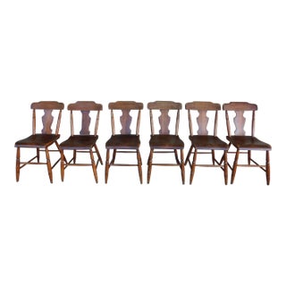 Antique Plank Bottom Chairs -Set of 6 For Sale