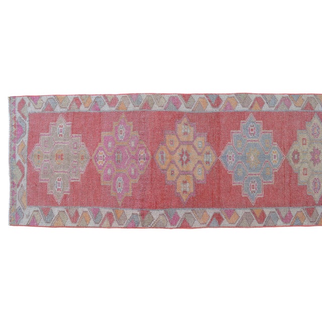 1970s Vintage Turkish Hand-Knotted Runner Rug, Hallway Rug, Kitchen Decor - 2′6″ × 11′5″ For Sale - Image 11 of 15