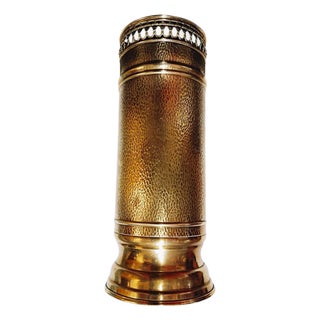 Vintage Embossed Metal Umbrella Stand with Openwork Gallery For Sale