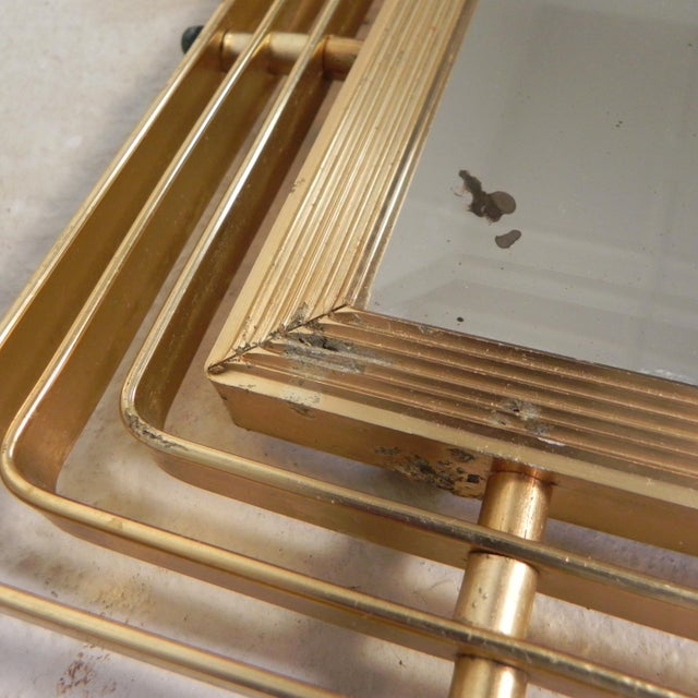 Vintage Faceted Mirror in Aluminum Frame, 1950s For Sale - Image 9 of 14