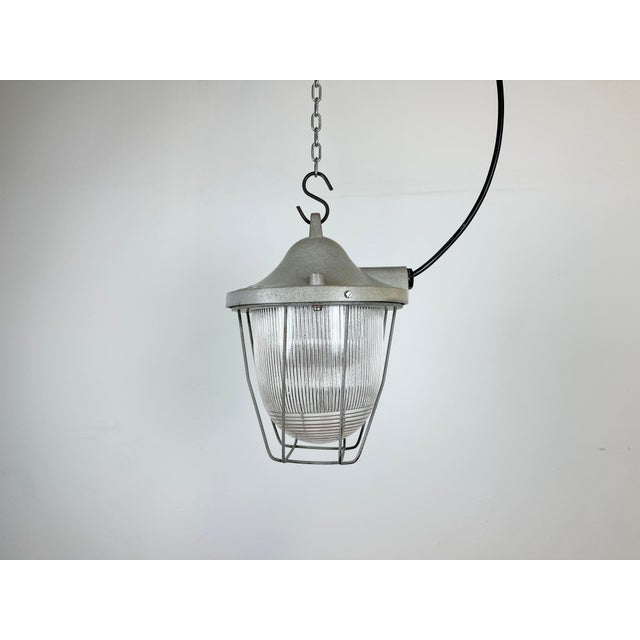 Light Industrial Grey Bunker Light from Polam Gdansk, 1970s For Sale - Image 14 of 14