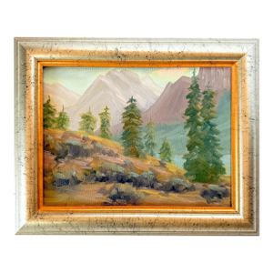 Impressionist Landscape Painting in Silver Leaf and Gilt Frame