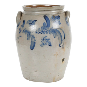Five Gallon American Stoneware Crock, Blue Decoration, 19th Century