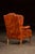 Queen Anne Mid 20th Century Tufted Leather Wingback Armchair in Burnt Amber For Sale - Image 3 of 17