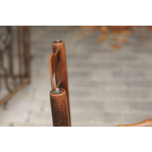 English English 1800s Georgian Period Plum Wood Child's Rocking Chair with Rush Seat For Sale - Image 3 of 11